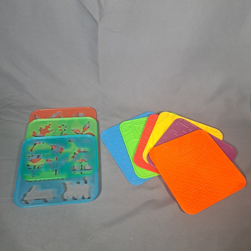 VTG Tupperware Stencil and Rubbing Plate Set 9pc Art Craft Toys Kids Creative